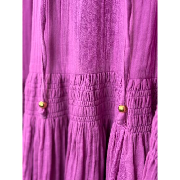 NWT Oliphant Bahama Smocked Drop Mini Dress Cotton Gauze Beach Purple Small - Picture 4 of 7